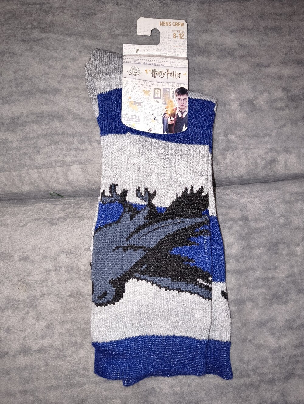 Warner Bros. Ravenclaw Crew Socks - Blue & Gray with Black Detail